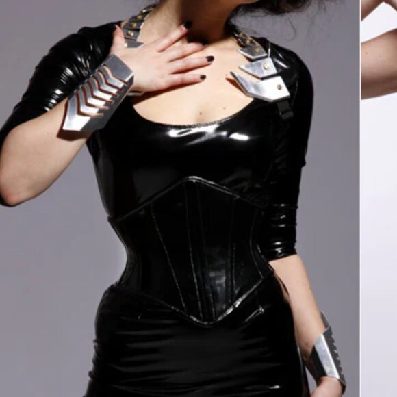Artifice Angled Corset Belt PVC Black - Picture 1 of 7